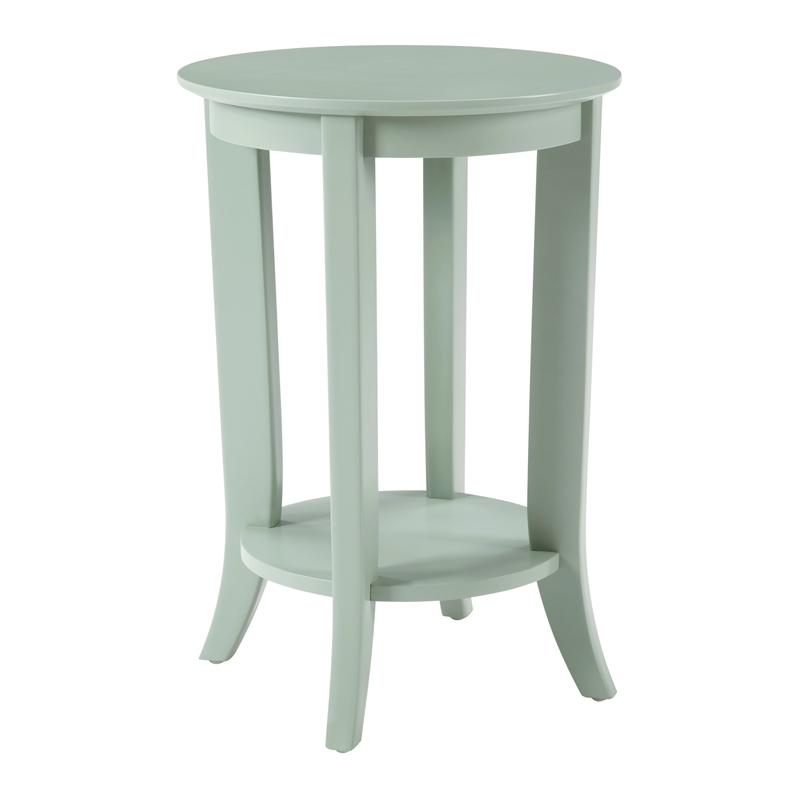 Scranton & Co Round Side Table in Sage Green Wood with Flared Legs