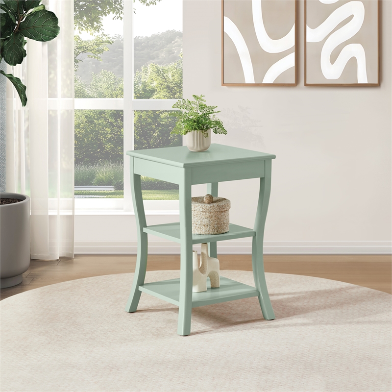 Scranton & Co Sage Green Wood Side Table with 2 Open Shelves
