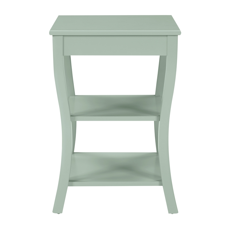 Scranton & Co Sage Green Wood Side Table with 2 Open Shelves
