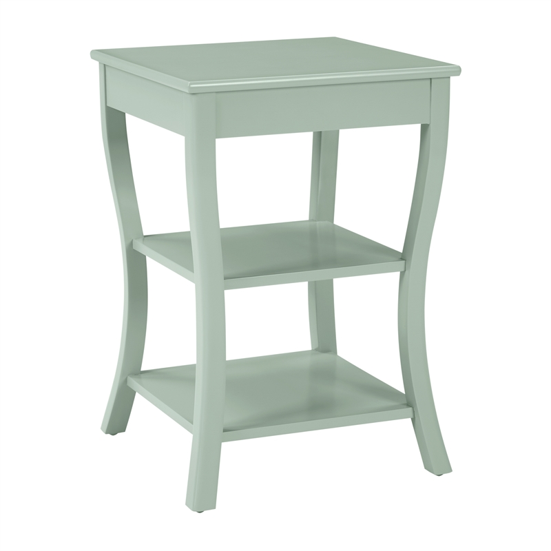 Scranton & Co Sage Green Wood Side Table with 2 Open Shelves