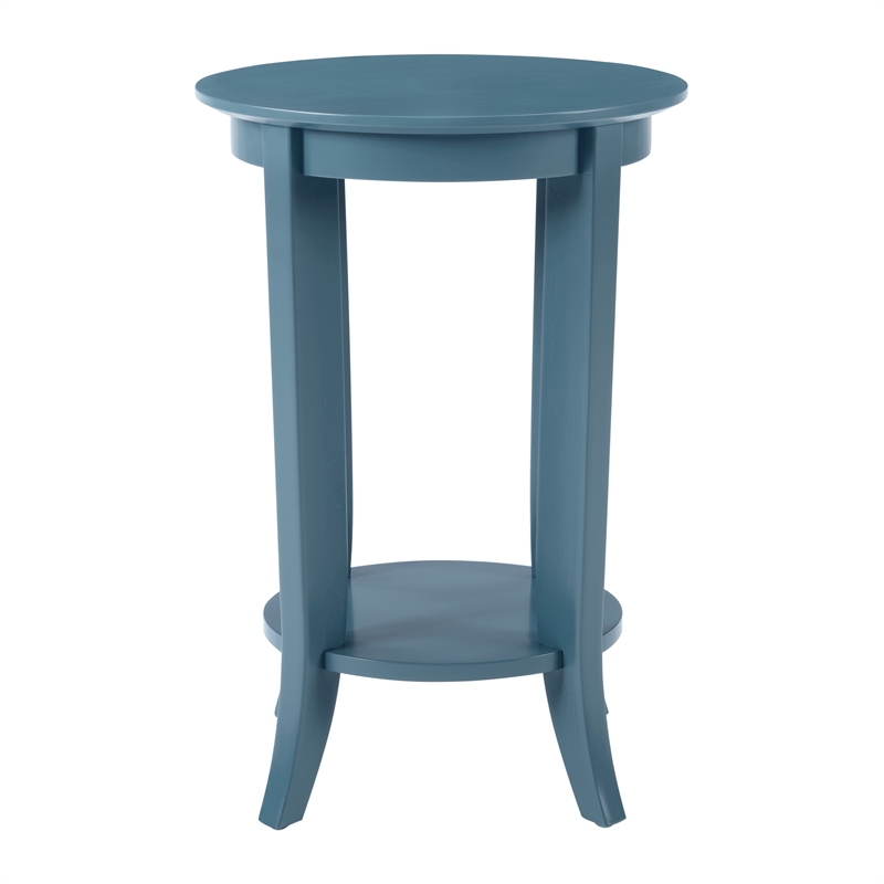 Scranton & Co Round Side Table in Blue Wood Finish with Flared Legs