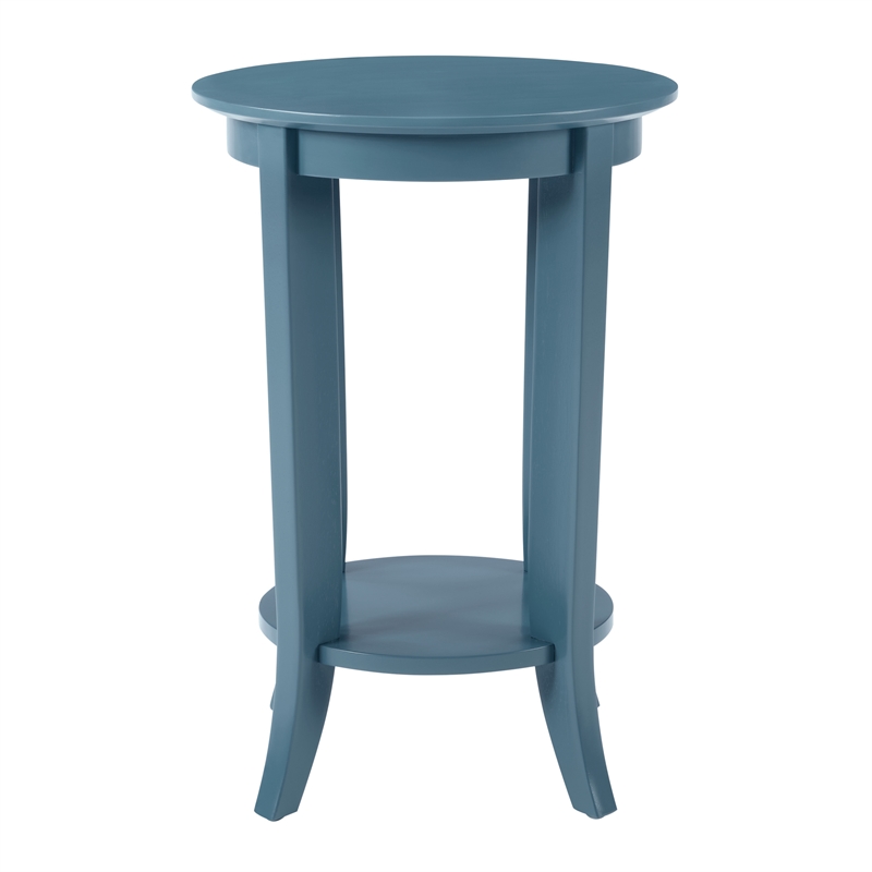 Scranton & Co Round Side Table in Blue Wood Finish with Flared Legs