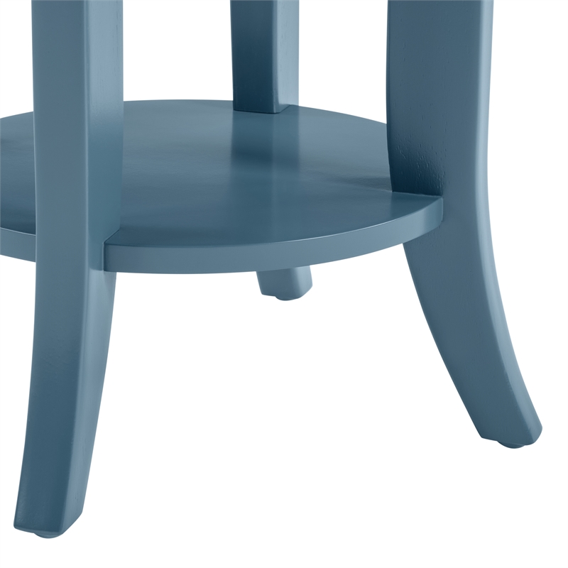 Scranton & Co Round Side Table in Blue Wood Finish with Flared Legs
