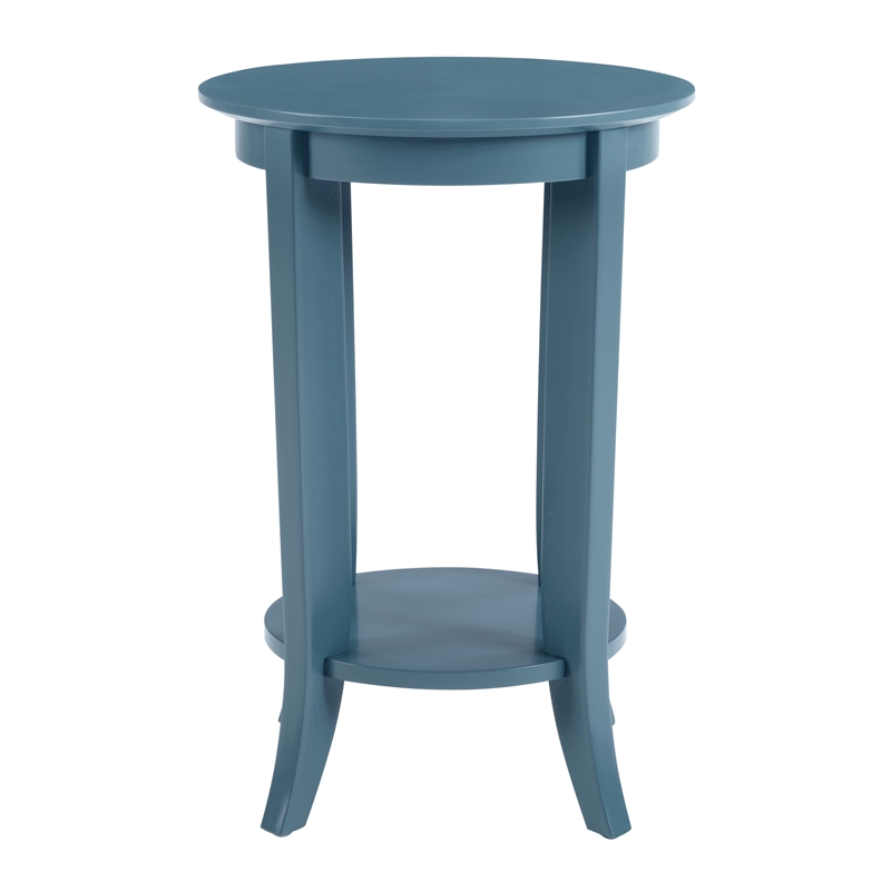 Scranton & Co Round Side Table in Blue Wood Finish with Flared Legs