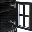 Scranton & Co Black Wood Side Table with Drawer Glass Door and Charging