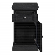 Scranton & Co Black Wood Side Table with Drawer Glass Door and Charging