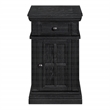 Scranton & Co Black Wood Side Table with Drawer Glass Door and Charging