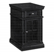 Scranton & Co Black Wood Side Table with Drawer Glass Door and Charging