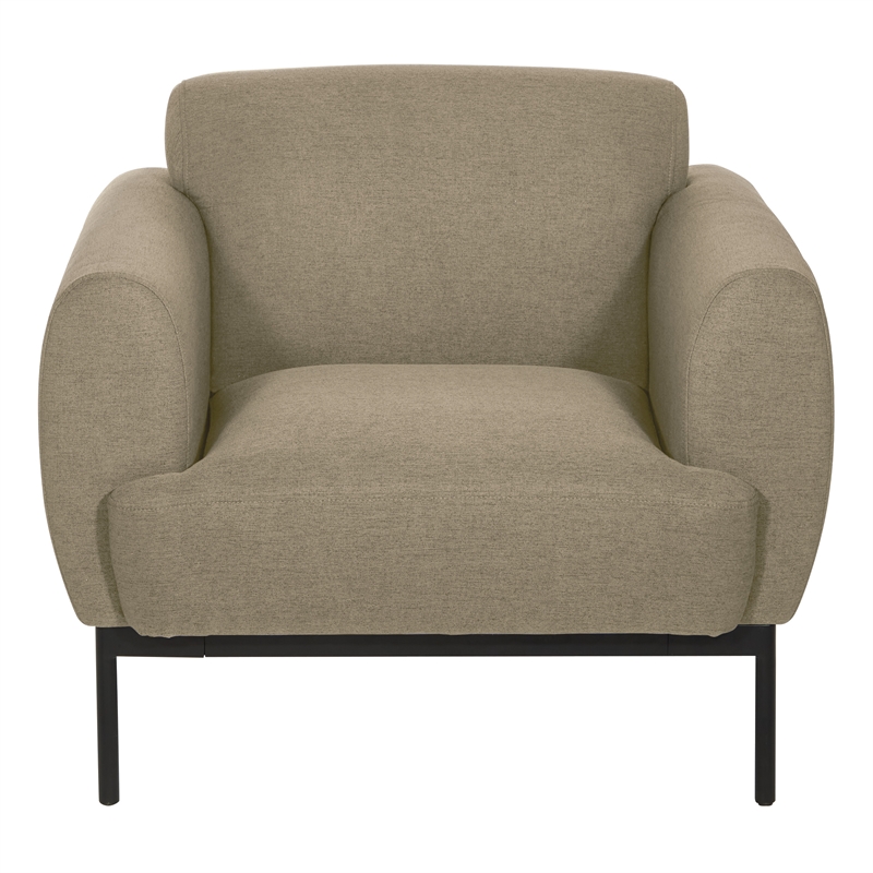 Scranton & Co Taupe Fabric Armchair with Black Metal Legs Commercial Grade