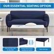 Scranton & Co Navy Fabric Sofa with Black Metal Legs Commercial Grade