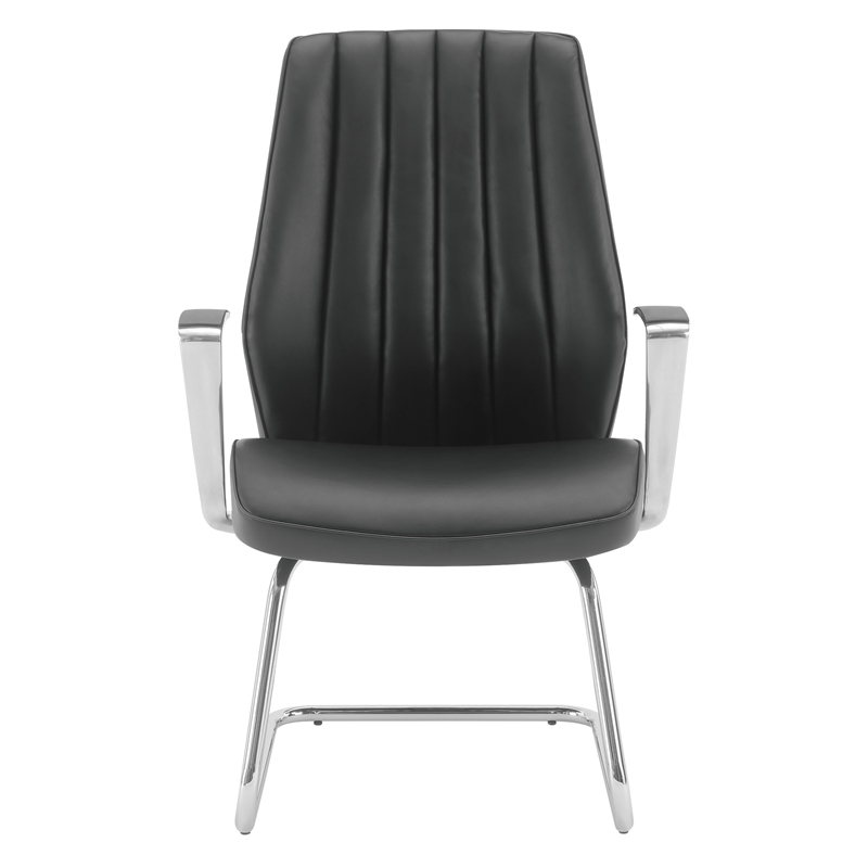 Scranton & Co Black Fabric Visitor Chair with Chrome Sled Base