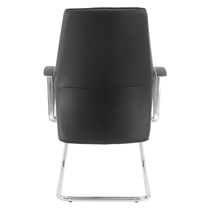 Scranton & Co Black Fabric Visitor Chair with Chrome Sled Base