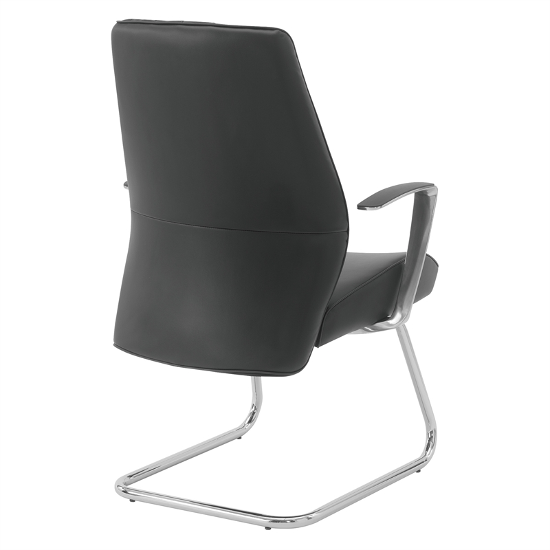 Scranton & Co Black Fabric Visitor Chair with Chrome Sled Base