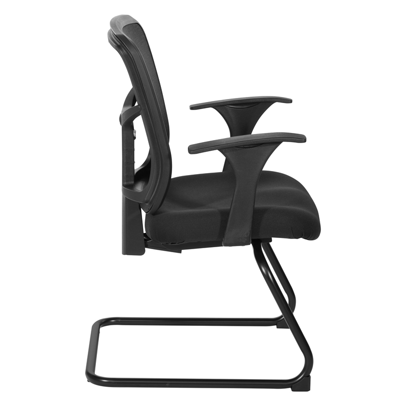 Scranton & Co Mesh Back Visitor Chair in Coal Black Fabric GREENGUARD