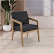Scranton & Co Black Faux Leather Visitor Chair with Medium Oak Wood Frame