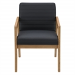 Scranton & Co Black Faux Leather Visitor Chair with Medium Oak Wood Frame
