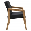 Scranton & Co Black Faux Leather Visitor Chair with Medium Oak Wood Frame