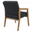 Scranton & Co Black Faux Leather Visitor Chair with Medium Oak Wood Frame