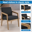 Scranton & Co Black Faux Leather Visitor Chair with Medium Oak Wood Frame