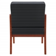 Scranton & Co Black Faux Leather Visitor Chair with Cherry Wood Finish
