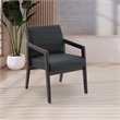 Scranton & Co Black Faux Leather Visitor Chair with Espresso Wood Finish