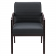 Scranton & Co Black Faux Leather Visitor Chair with Espresso Wood Finish
