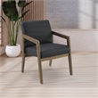 Scranton & Co Black Faux Leather Visitor Chair with Park City Wood Finish