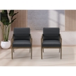 Scranton & Co Black Faux Leather Visitor Chair with Park City Wood Finish