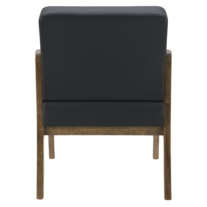 Scranton & Co Black Faux Leather Visitor Chair with Park City Wood Finish