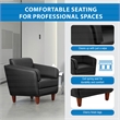 Scranton & Co Black Faux Leather Accent Chair with Cherry Finish Legs