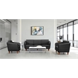 Scranton & Co Black Faux Leather Accent Chair with Cherry Finish Legs