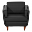 Scranton & Co Black Faux Leather Accent Chair with Cherry Finish Legs