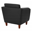Scranton & Co Black Faux Leather Accent Chair with Cherry Finish Legs