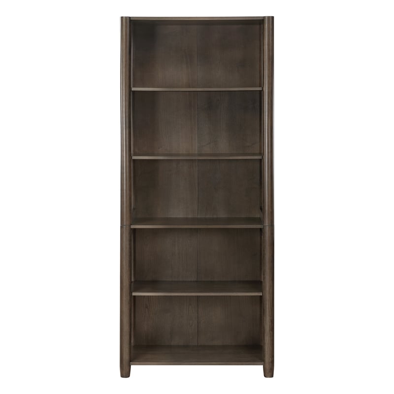 Scranton & Co 5-Shelf Bookcase in Burnt Ash Finish with Adjustable Shelves