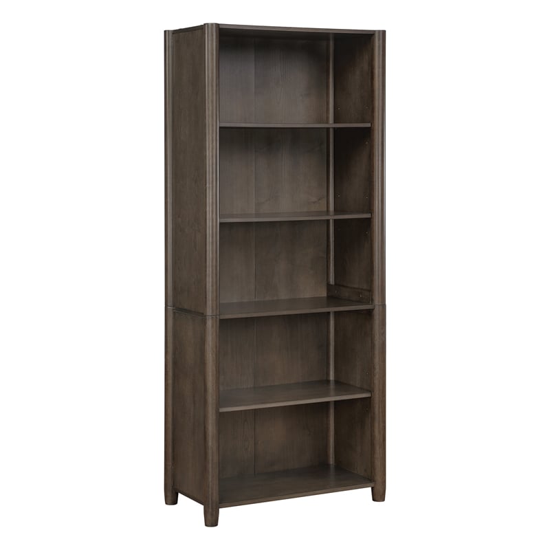 Scranton & Co 5-Shelf Bookcase in Burnt Ash Finish with Adjustable Shelves