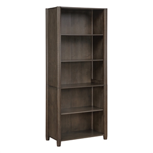 Scranton & Co 5-Shelf Bookcase in Burnt Ash Finish with Adjustable Shelves