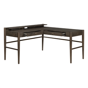Scranton & Co 60&quot L-Shaped Desk in Burnt Ash Finish with Raised Hutch