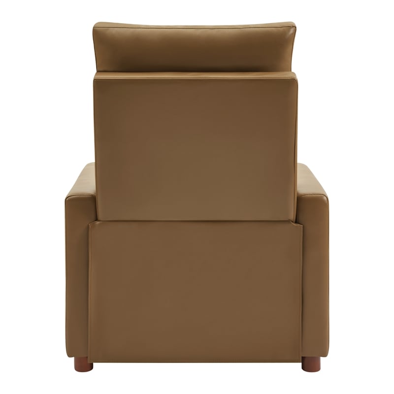 Scranton & Co Pushback Recliner in Saddle Brown Faux Leather