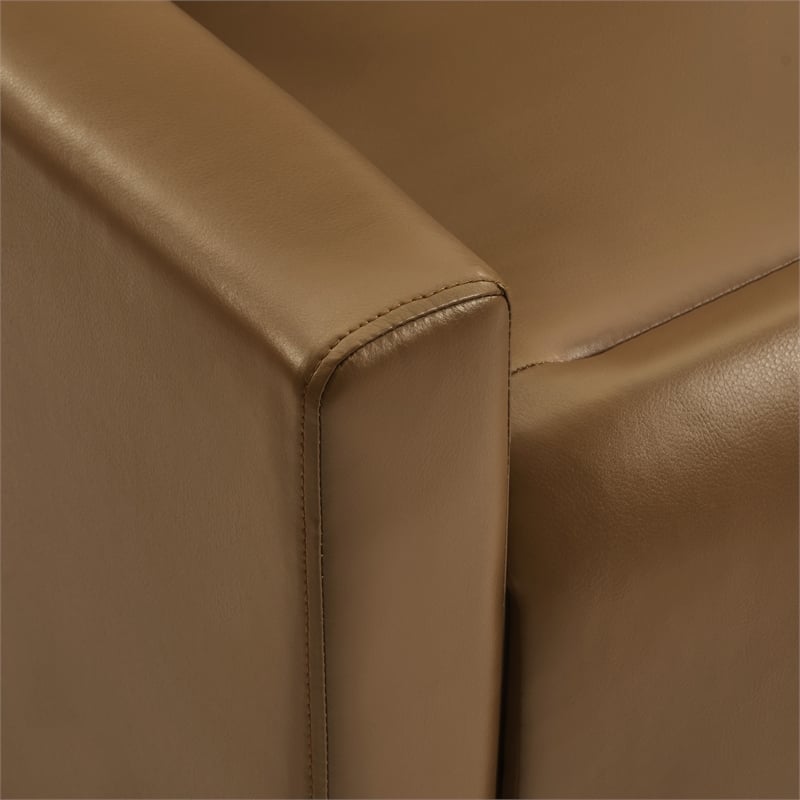 Scranton & Co Pushback Recliner in Saddle Brown Faux Leather