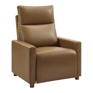 Scranton & Co Pushback Recliner in Saddle Brown Faux Leather