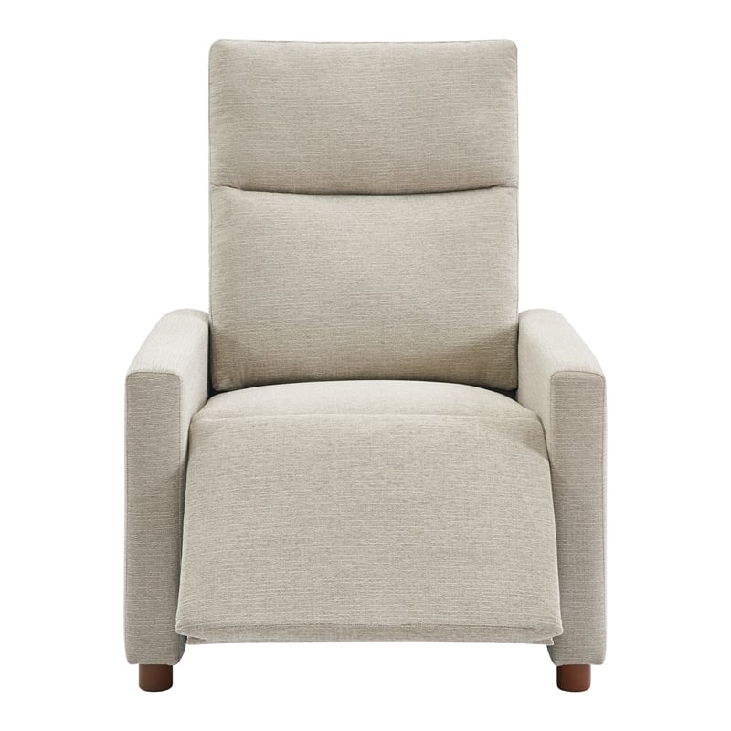 Scranton & Co Contemporary Pushback Recliner in Linen White Fabric