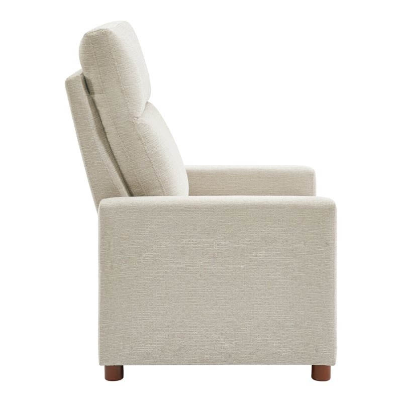 Scranton & Co Contemporary Pushback Recliner in Linen White Fabric