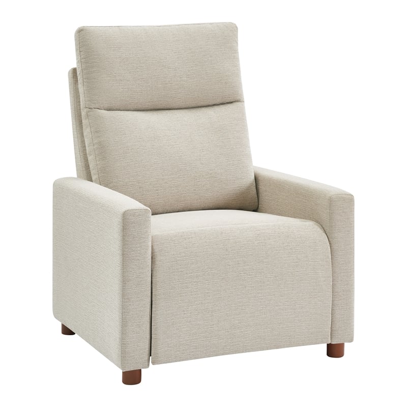 Scranton & Co Contemporary Pushback Recliner in Linen White Fabric