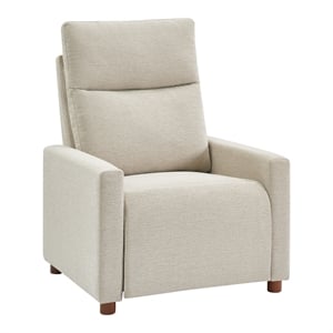 Scranton & Co Contemporary Pushback Recliner in Linen White Fabric