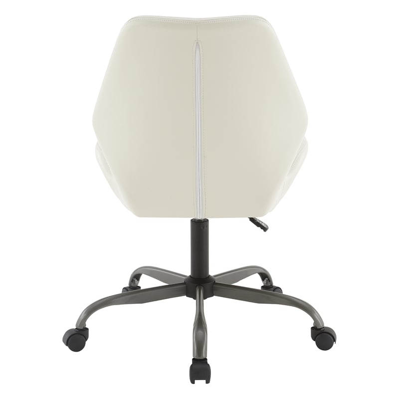 Scranton & Co Modern Office Chair in White Faux Leather Titanium Base