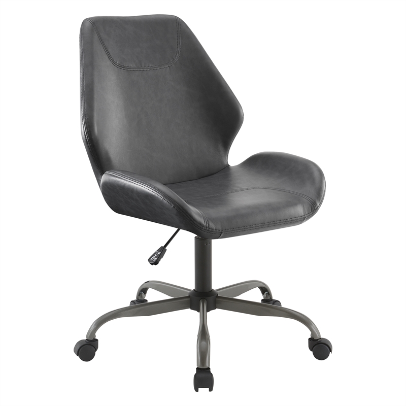 Scranton & Co Modern Office Chair in Black Faux Leather Titanium Base