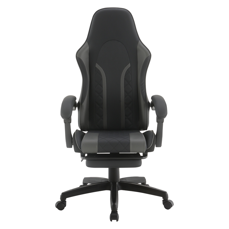 Scranton & Co Gaming Chair with Retractable Footrest in Faux Leather