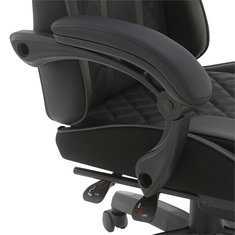 Scranton & Co Gaming Chair with Retractable Footrest in Faux Leather