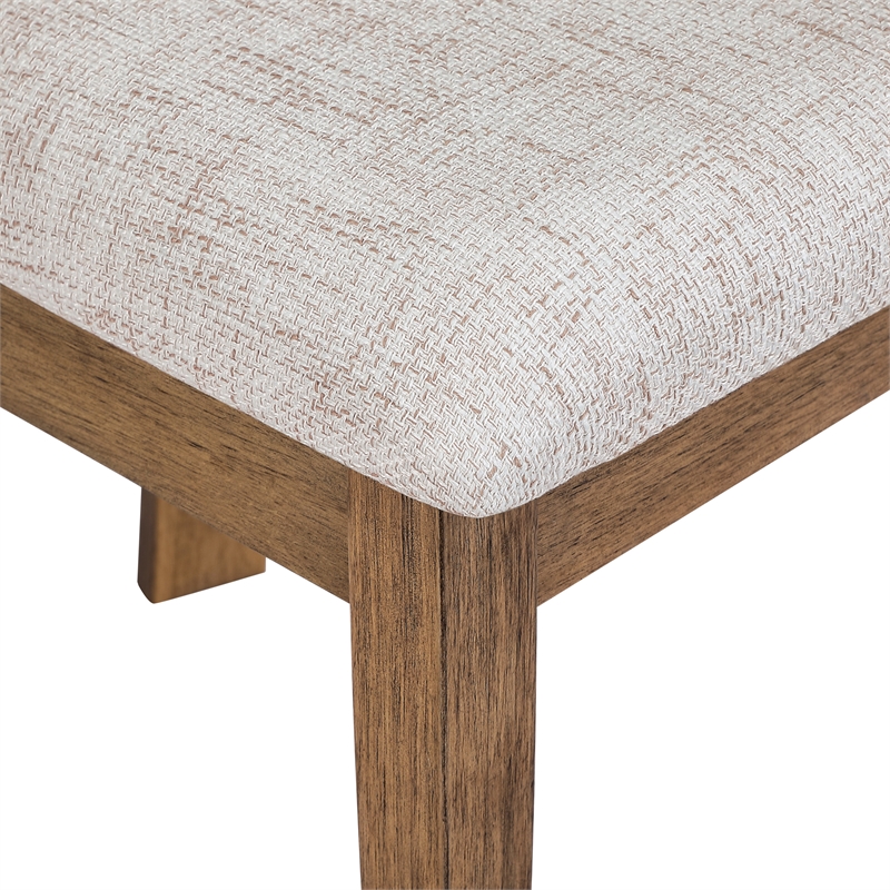 Scranton & Co Dining Chair in Linen White Fabric Medium Oak Wood 2-Pack