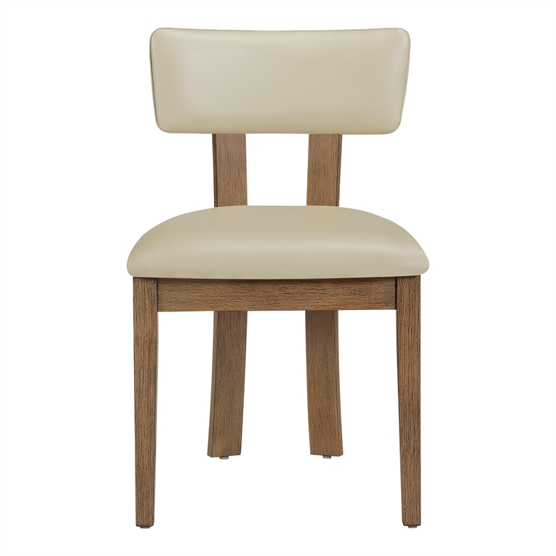 Scranton & Co Dining Chair in Taupe Faux Leather Medium Oak Wood 2-Pack